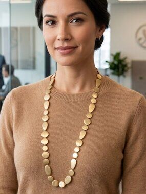 NWT Ann Taylor Goldtone 18" necklace + 1" extender- multi geo shapes